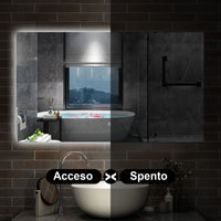 120 x 70 cm,AICA Specchio da Bagno LED con Luce, memoria, antiappannamento,CRI>90,autospegnimento,interruttore touch