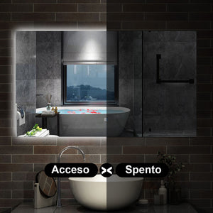 120 x 70 cm,AICA Specchio da Bagno LED con Luce, memoria, antiappannamento,CRI>90,autospegnimento,interruttore touch
