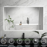 AICA Specchio da bagno 100 x 60 cm, antiappannamento, Regorabile, interruttore touch, Funzione Memoria