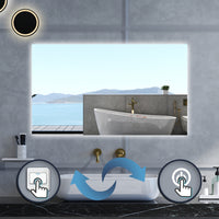 Specchio da bagno Rettangolare con 100x60cm,Memoria, Antifog,Regorabile,Retroilluminato,doppio interruttore,