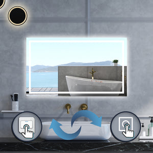 Specchio da bagno Rettangolare con 120x80cm,Memoria, Antifog,Regorabile,Retroilluminato,doppio interruttore,