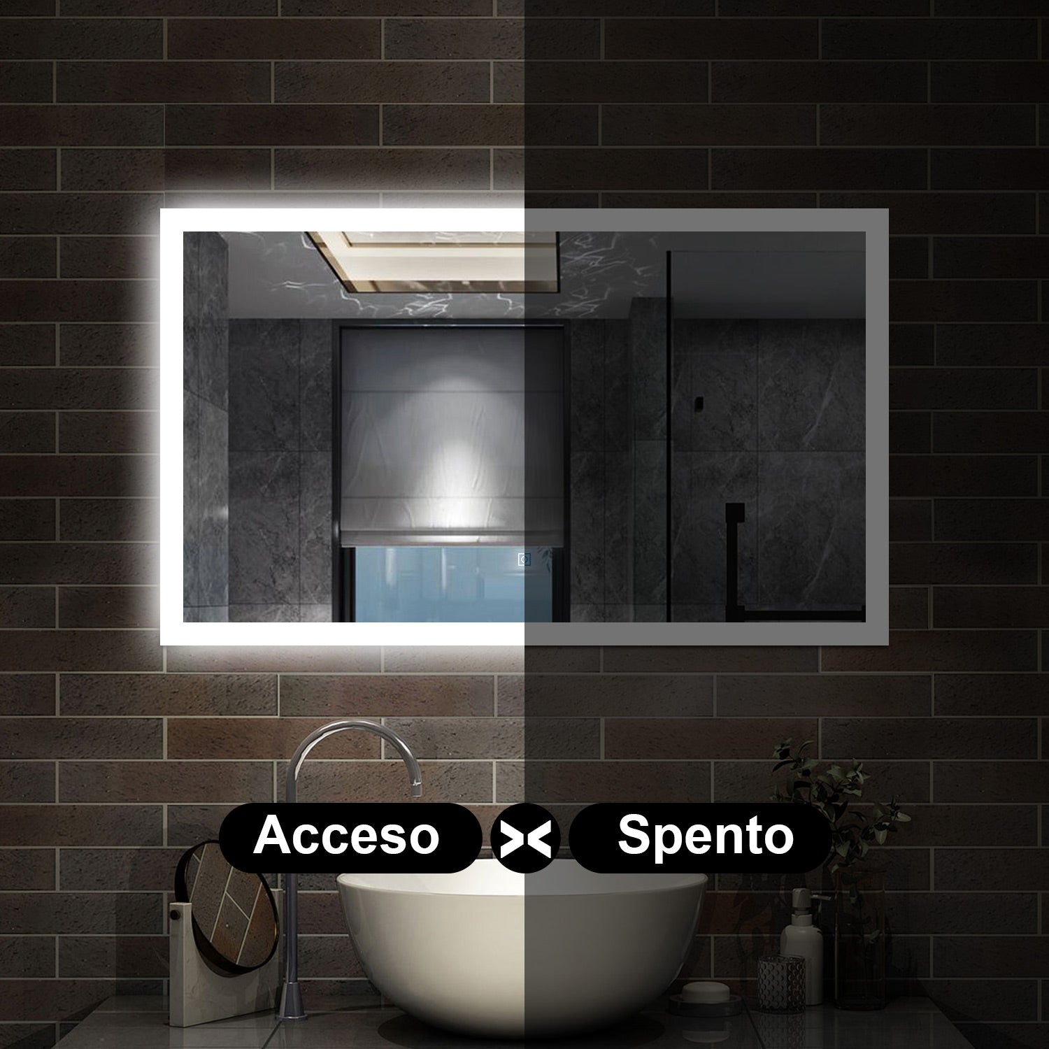 100 x 60 cm,AICA Specchio da Bagno LED con Luce, 3 Colori Regolabili,memoria, antiappannamento,CRI>90,autospegnimento