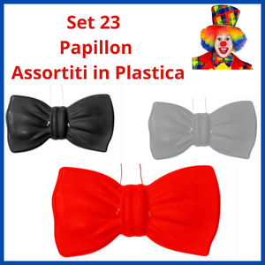 Set 24 Papillon nero rosso argento uomo carnevale bambini halloween accessori per party festa a tema eventi speciali