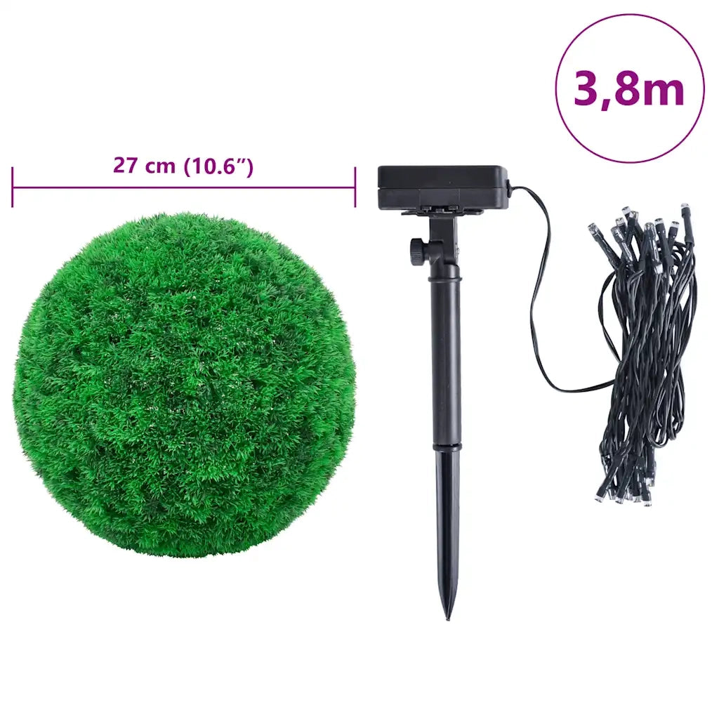 Sfere di Bosso Artificiale con Luci LED 2 pz Verdi 27 cm CFW6035432