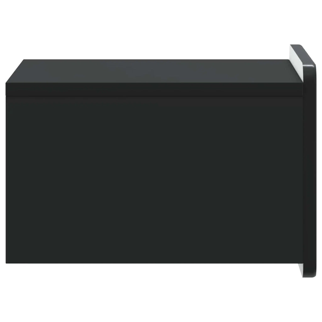 Mobiletto da notte a muro con cassetto Nero 33 x 34,5 x 24 cm