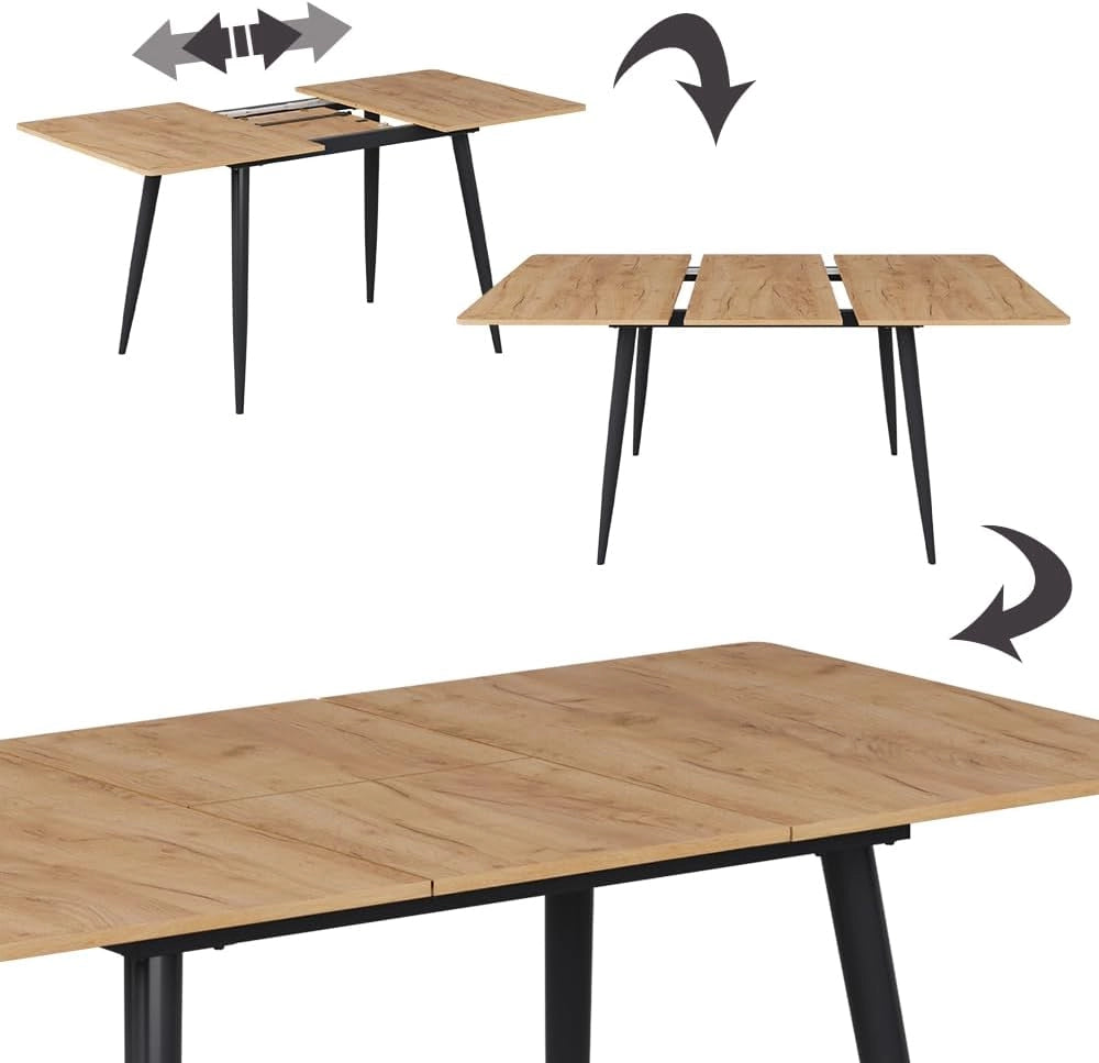tavolo da pranzo allungabile Beaver, Rovere Goldkraft/nero, 120 x 80 cm Estensibile, per un utilizzo flessibile come tavolo da pranzo o da lavoro