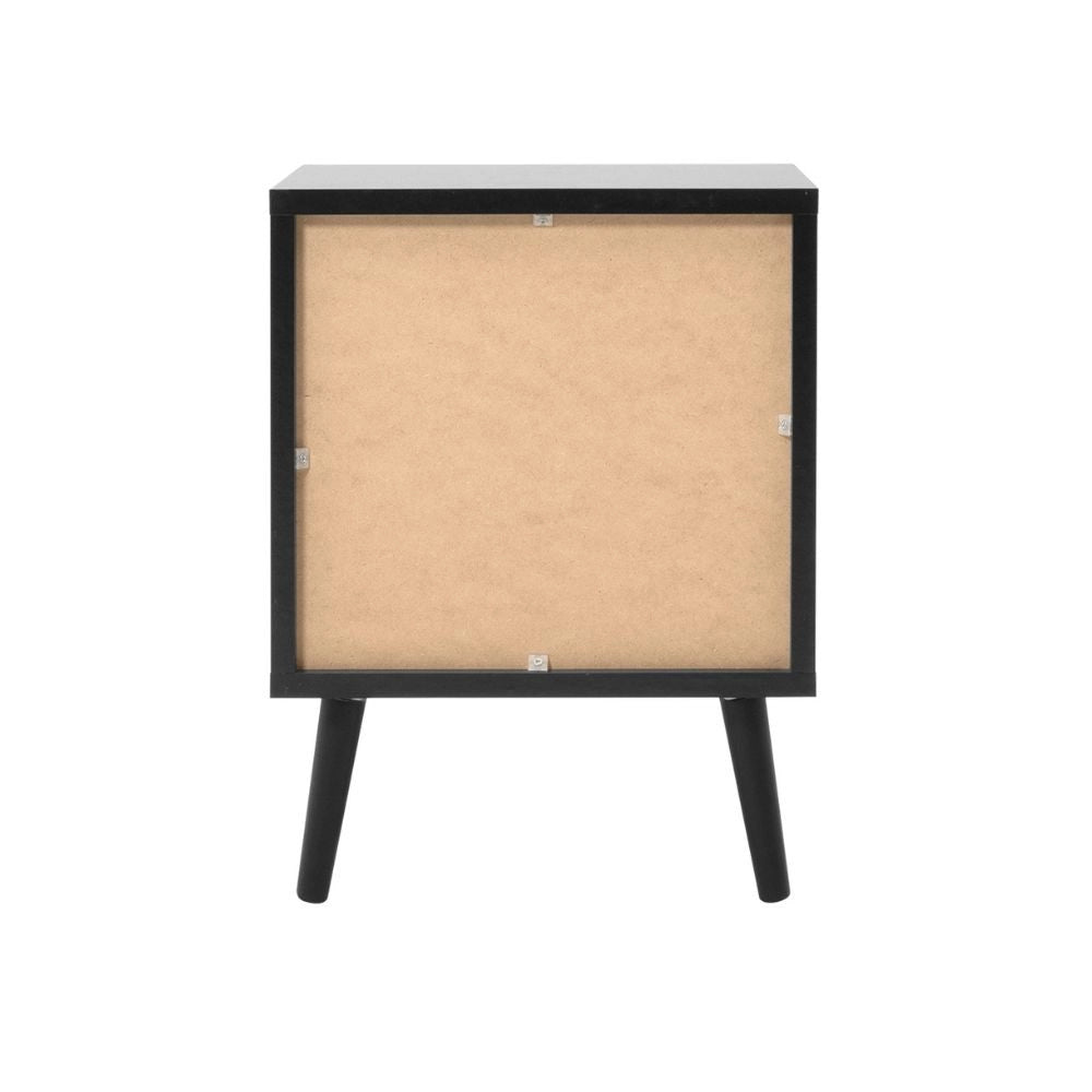 Comodino 2 cassetti con frontali effetto vimini Vienna61A colore nero