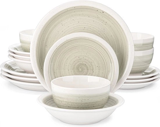 Set da tavola in ceramica 16 pezzi beige per 4 persone