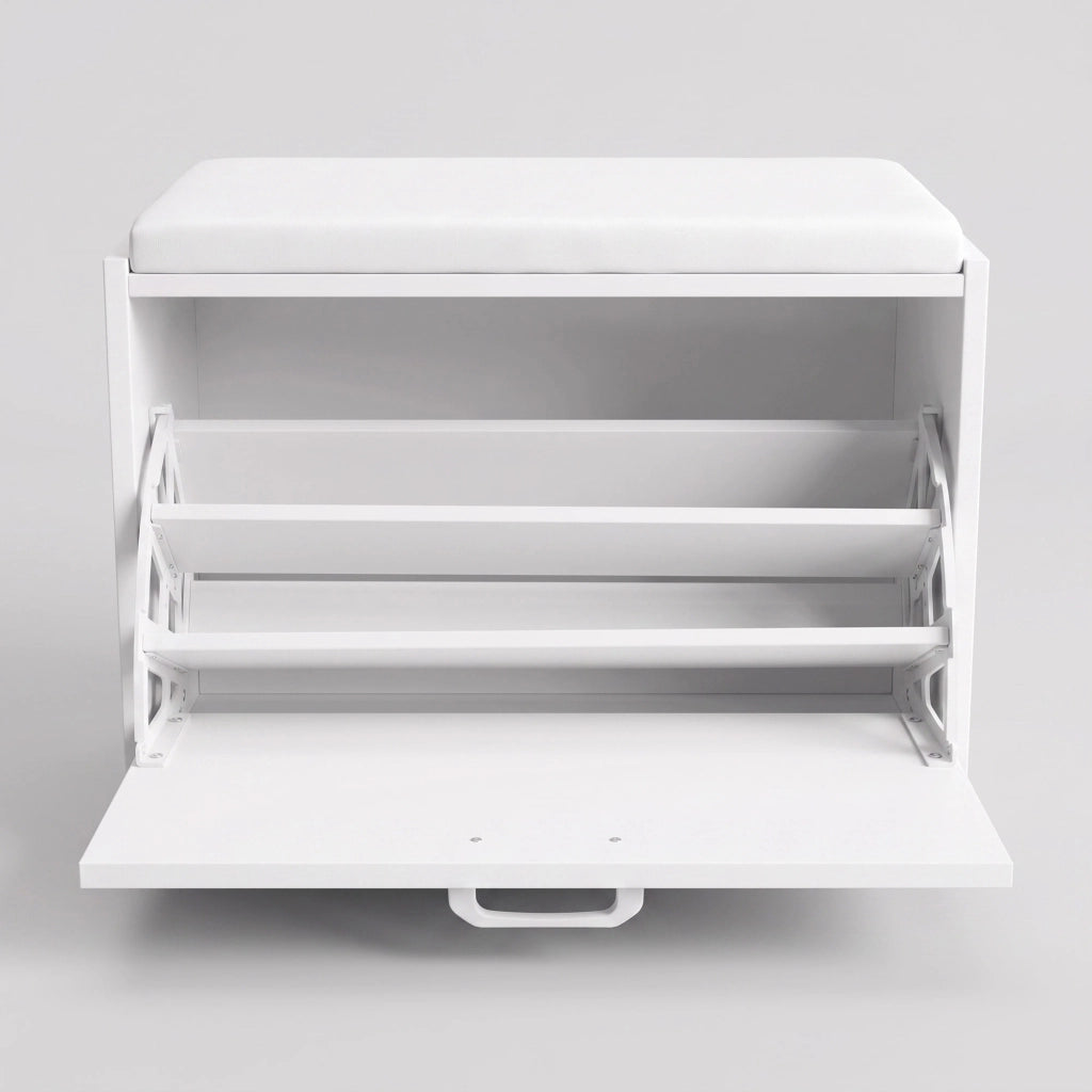 Kaizen - Panca da Ingresso con Scarpiera 63x47x30 cm 9 paia Portascarpe con Cuscino in Legno Bianco