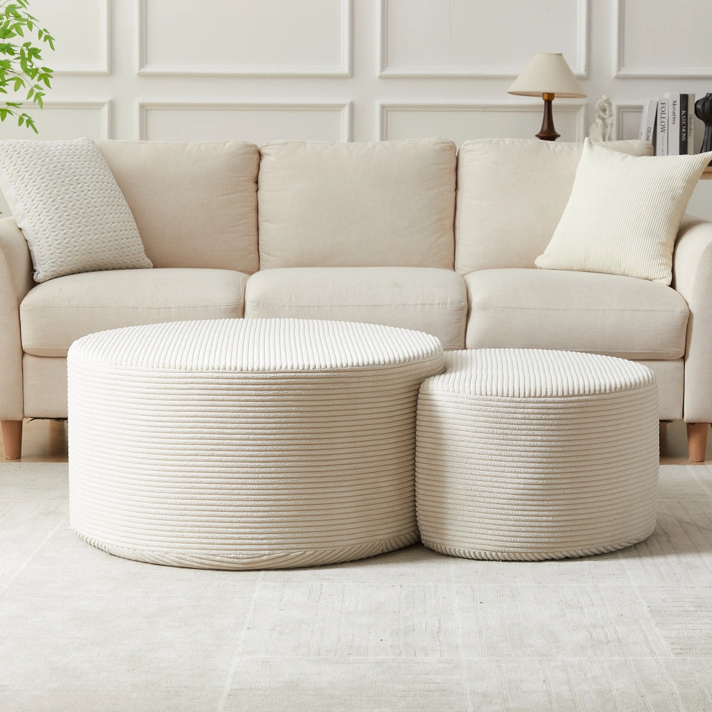 Tavolino da caffè set 2 pezzi in tessuto - per soggiorno - 84×28×28 cm - beige