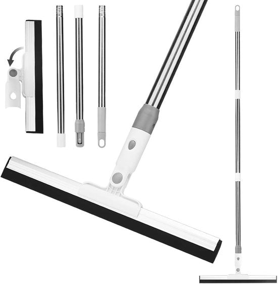 Tirante per pavimenti 130 cm - Trattore per pavimenti - Wicher per docce - Trattore per docce estensibile - Bocchetta di aspirazione con presa antiscivolo - Setola a microfibra - Adatto per pavimenti in cemento/legno/marmo