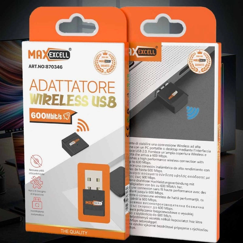 USB 2.0 Scheda di Rete da 600mbit/s Plug and Play Installazione Automatica per Computer Fisso e Portatile Compatibile con Windows