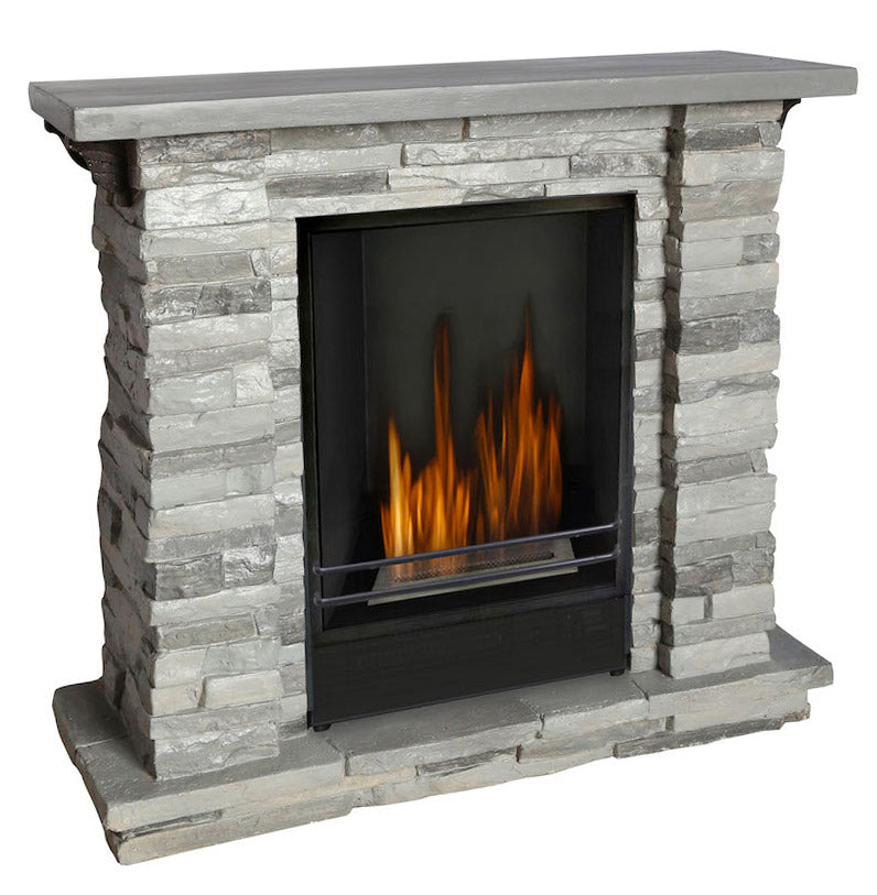 Camino a Bioetanolo da Pavimento 90x30x80 cm Tigullio Effetto Pietra Grigia