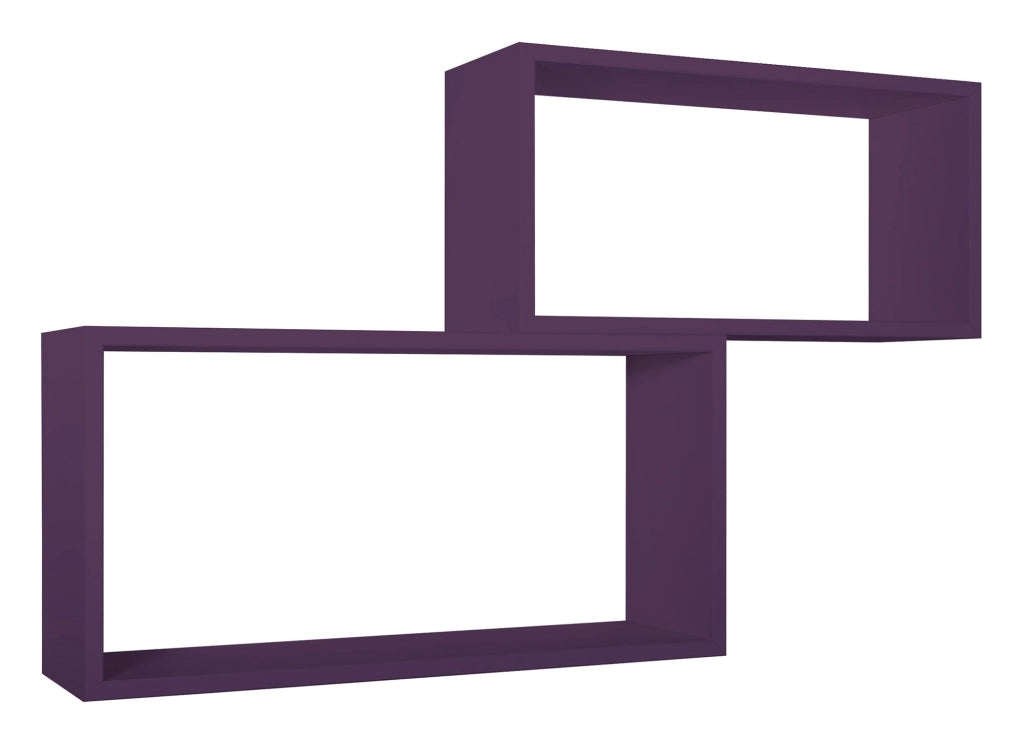 Set 2 Mensole Cubo da Parete Rettangolare in Fibra di Legno Bislugno  Viola Melanzana