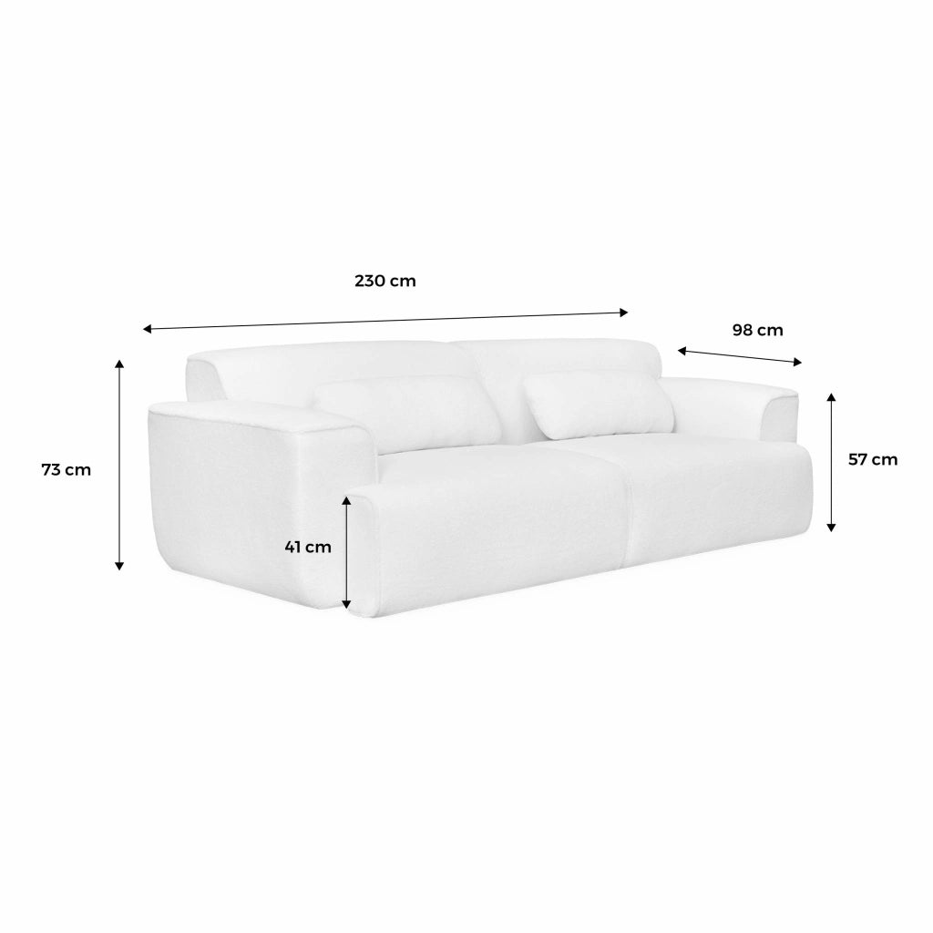 Divano in bouclé, 3 posti, crema