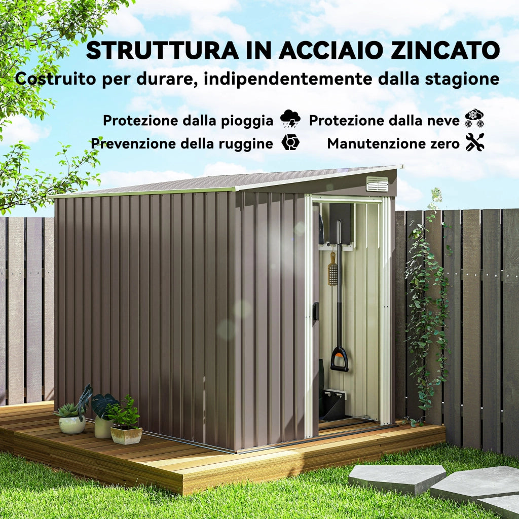 Capanno Attrezzi Giardino in Metallo ¨C Minimal ¨C Grigio Chiaro 150x200x190 cm