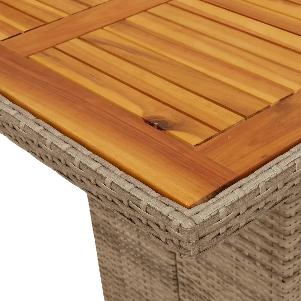Tavolo Giardino Piano Legno Acacia Beige 190x80x74cm Polyrattan 365311