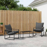 Set Divano da Giardino 3 pz Nero e antracite Acciaio 42025094