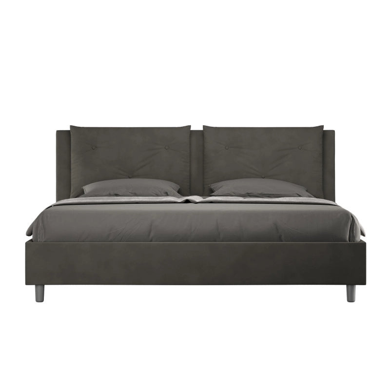 Letto imbottito Matrimoniale 180x200 cm Appia - Contenitore,Microfibra,Grigio