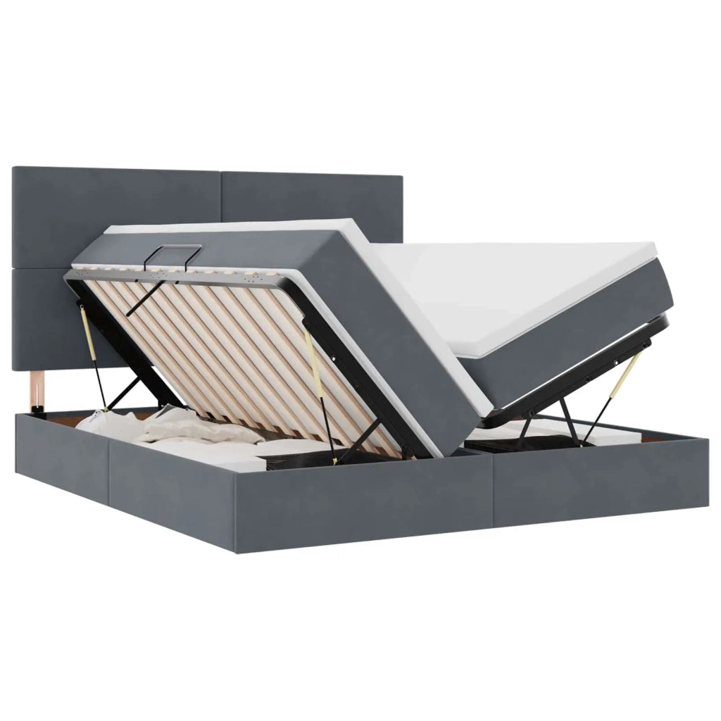 Letto con Contenitore Grigio scuro 180 x 200 cm Velluto