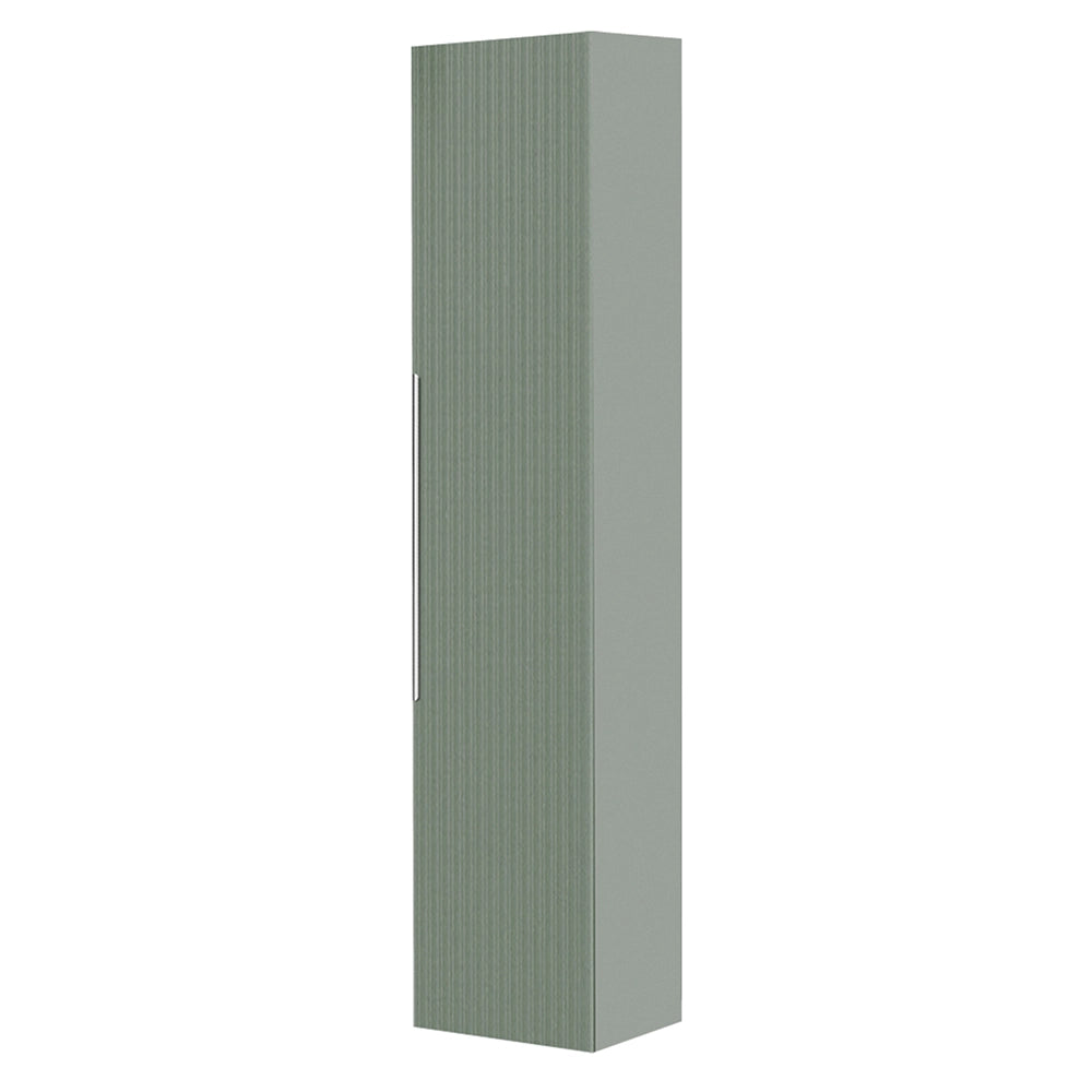 Pensile bagno sospeso 150 cm verde cannettato con anta e ripiani Zena