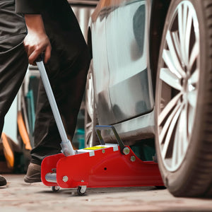 Cric Idraulico Auto con Sollevamento 8-38cm in Acciaio Rinforzato Capacità 2.5 t Rosso