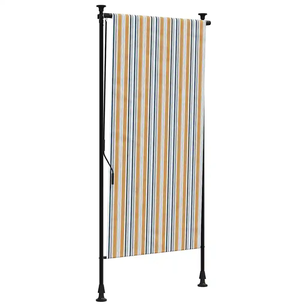 Tenda a rullo | Tenda avvolgibile Esterno Gialla e Bianca 120x270cm Tessuto Acciaio