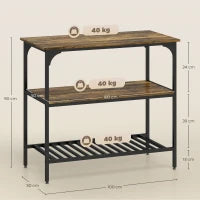 Scaffale da cucina a 3 livelli con telaio in acciaio, Marrone rustico e Nero