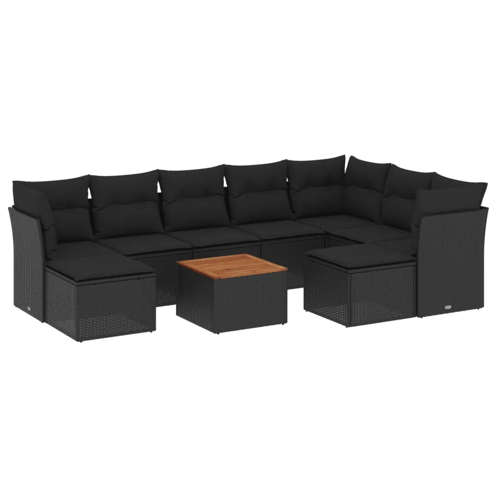 Set Divani da Giardino 10pz con Cuscini in Polyrattan Nerocod mxl 87925