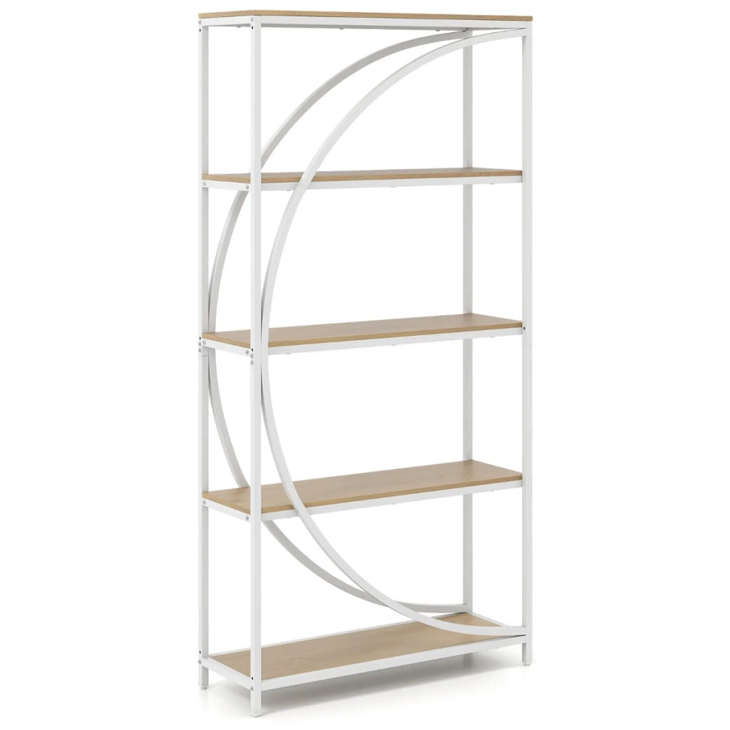 Libreria aperta a 5 ripiani per soggiorno/ufficio 86 x 30 x 175 cm spazio di archiviazione decorativo ed esteticamente gradevole in metallo bianco 20_0015523