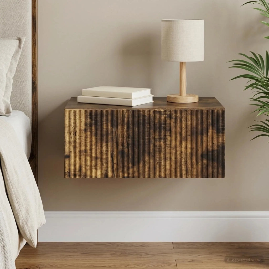 Mobiletto da notte a muro Rovere Fumo 49 x 34,5 x 20 cm 898455