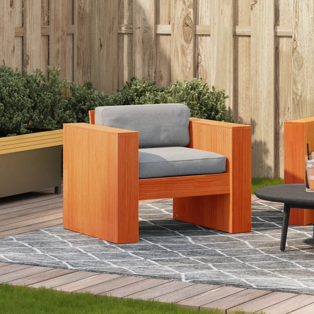 Divano da giardino-Sofa da Giardino-Divano da esterno Marrone Cera 79x60x62 cm Legno Massello Pino