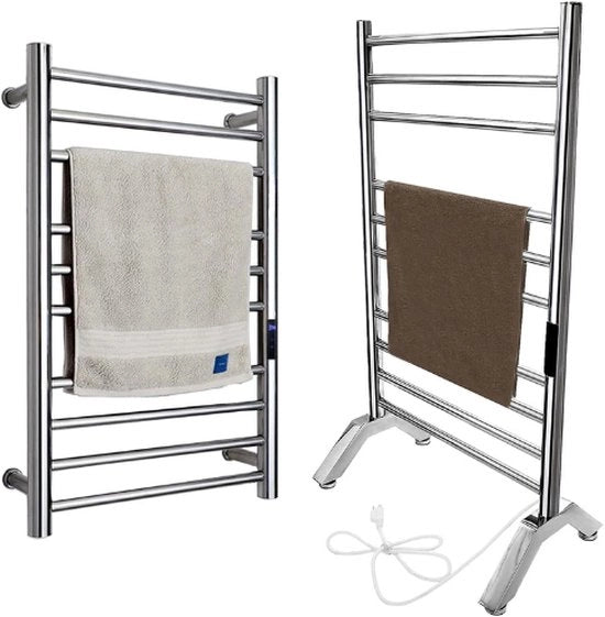 Maniglione per asciugamani elettrico - Maniglione radiante per asciugamani libero e montato a parete - 304 Acciaio inossidabile, asciugamani asciugatore 10 Bar, asciugamani radiante per bagno, connessione a muro, classe energetica A
