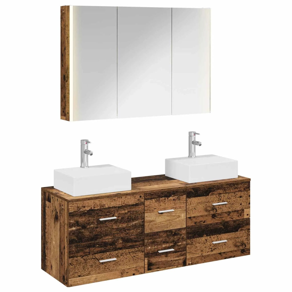 Set di mobili per il bagno 4 pcs Legno antico 3406829
