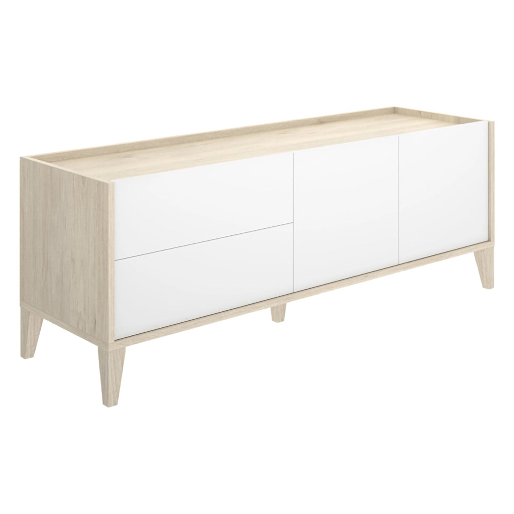 Waynes, Mobile Porta tv 2 Cassetti, 39x129x50h cm Bianco
