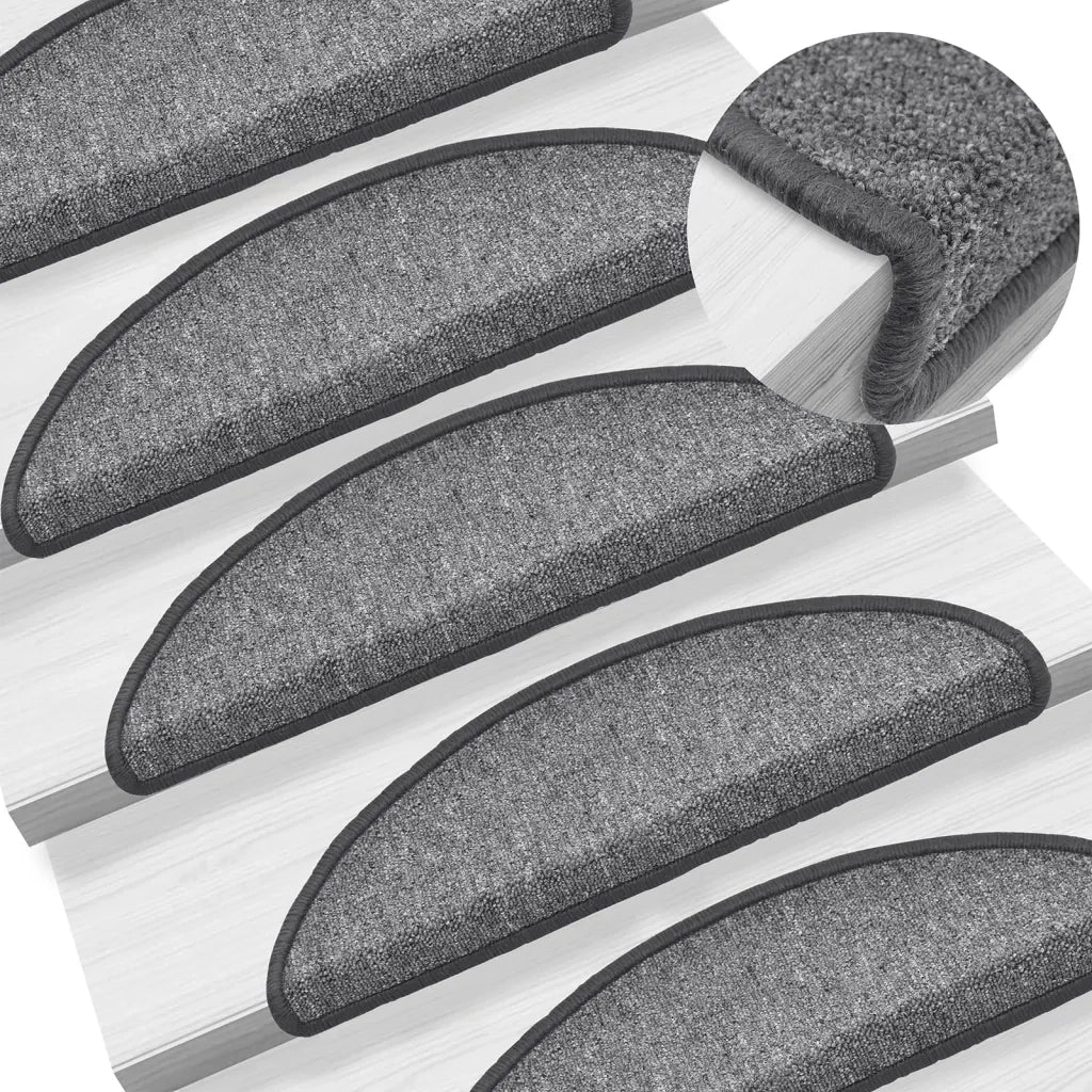 Tappetini per scale 15 pz | Gradini per Scale 56x17x3 cm Grigio scuro Semicircolari