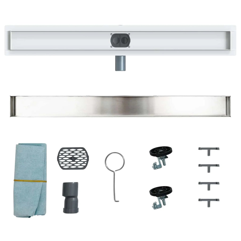 Scarico doccia 2-in-1 con sifone a 360° Argento 80 cm