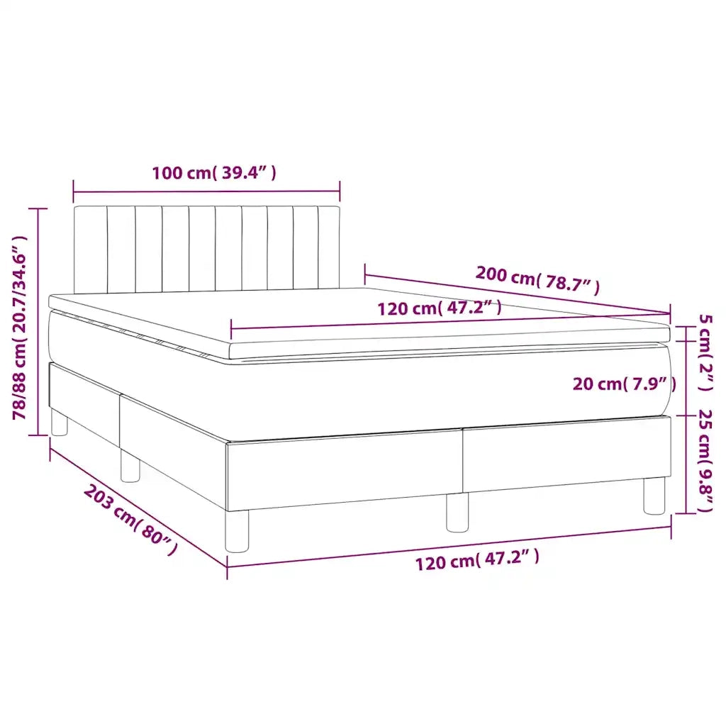 Letto a Molle con Materasso e LED Verde Scuro 120x200cm Velluto 3134516