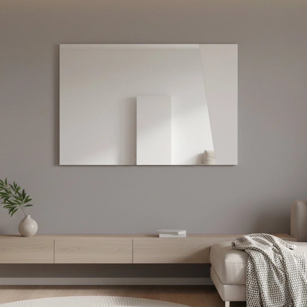 Specchiera da parete Deanna, Made in Italy, Specchio da bagno, cm 80x2h60, Bianco lucido