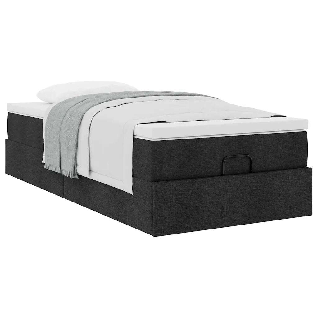 Struttura Letto Pouf con Materasso Nero 90x190 cm in Tessuto 3311073