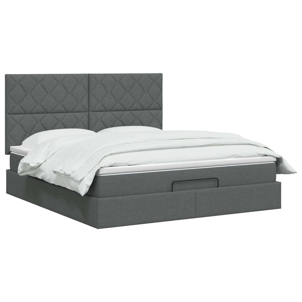 Letto Ottomano con Materasso e LED Grigio Scuro 140 x 200 cm 3458160