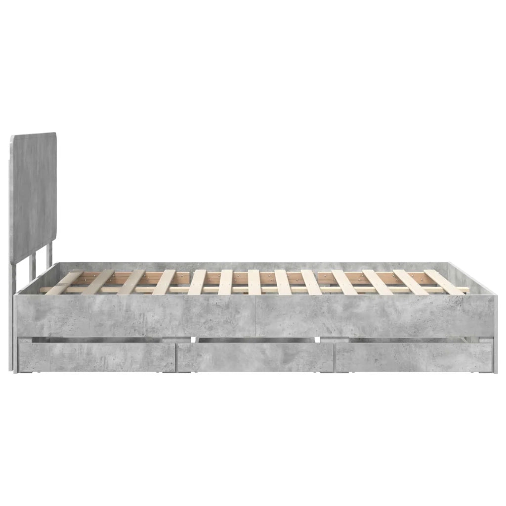 Struttura del letto con cassetto Grigio cemento 135 x 190 cm