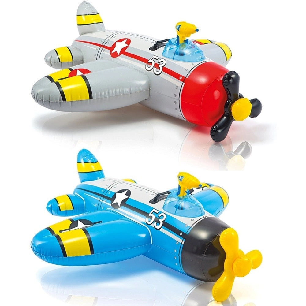 Trade Shop - Aereoplano Cavalcabile Gonfiabile Mare Piscina Con Pistola Acqua 2 Colori -