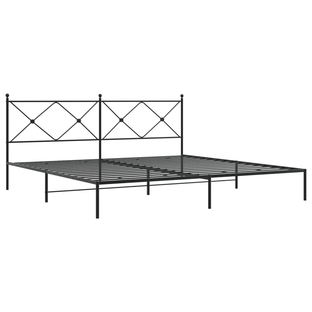 Letto matrimoniale | Letto per adulti | Giroletto con Testiera in Metallo Nero 200x200 cm