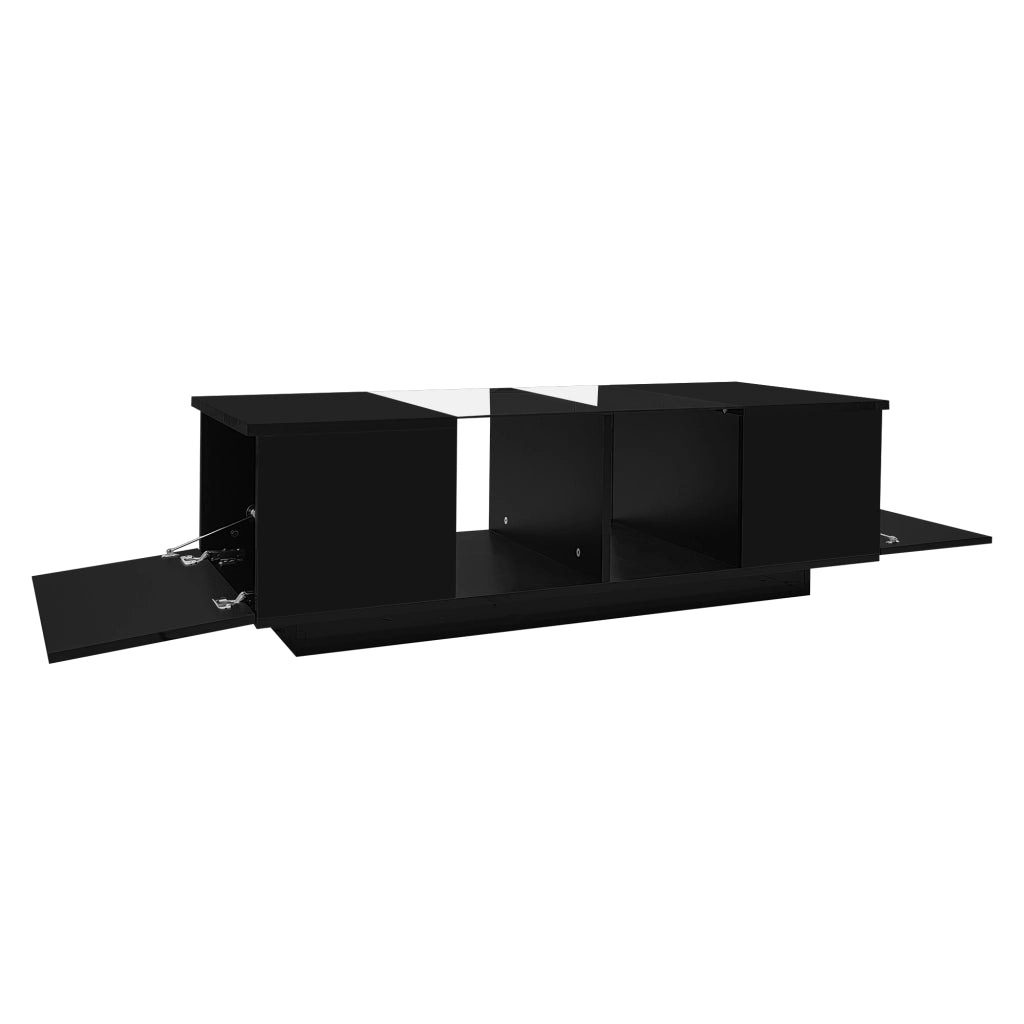 TAVOLINO DA SALOTTO LED 120 x 50 x 38,5 cm Nero Vetro