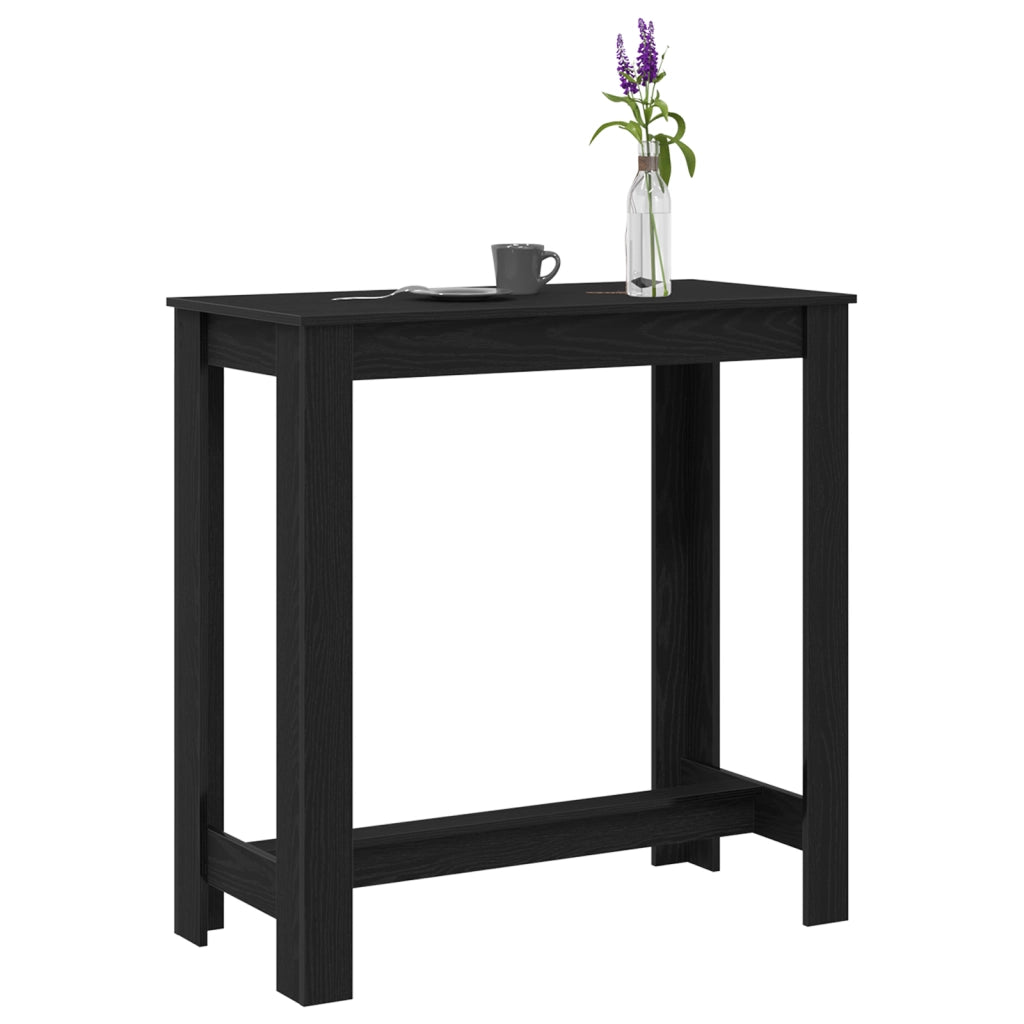Tavolo da Bar Nero Rovere 102x50x103,5 cm in Legno Ingegnerizzato