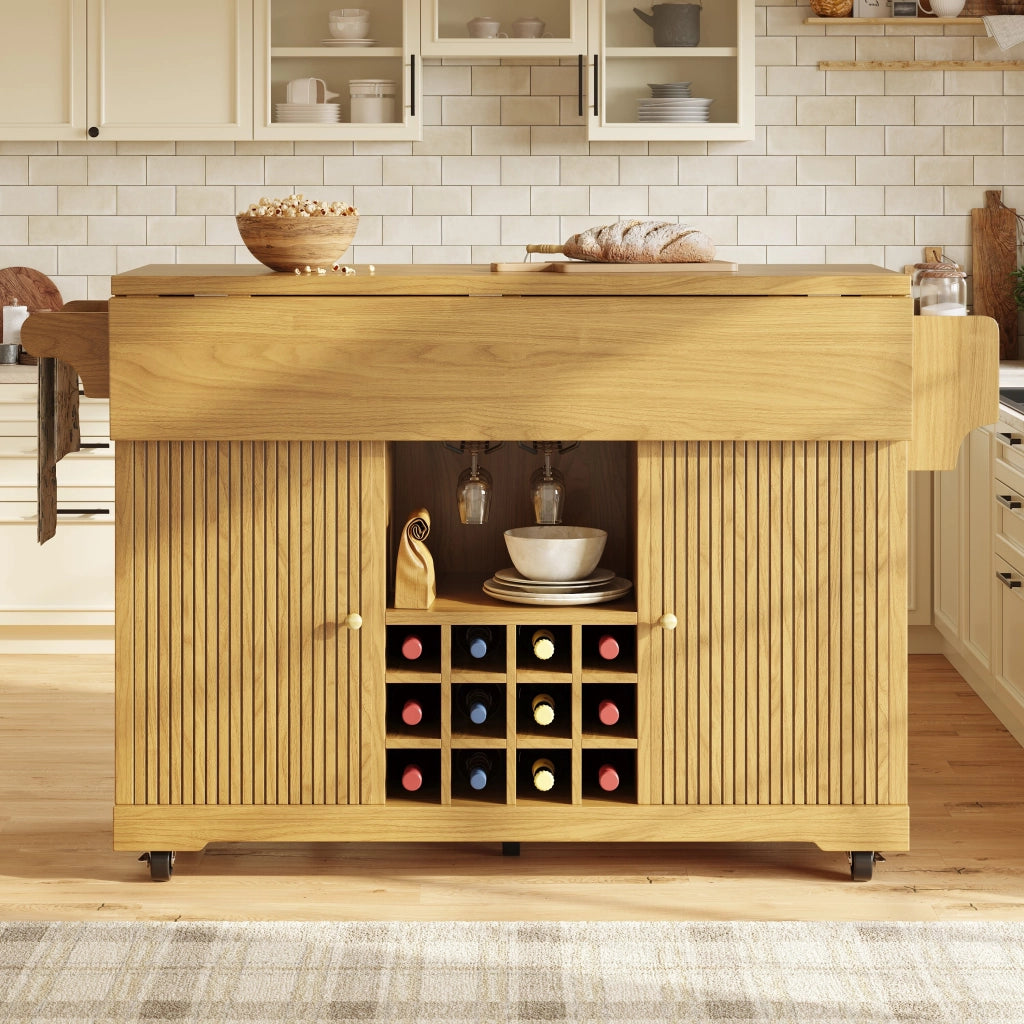 Carrello da cucina mobile con vani aperti; ripiani regolabili e portabottiglie; per cucina e sala da pranzo