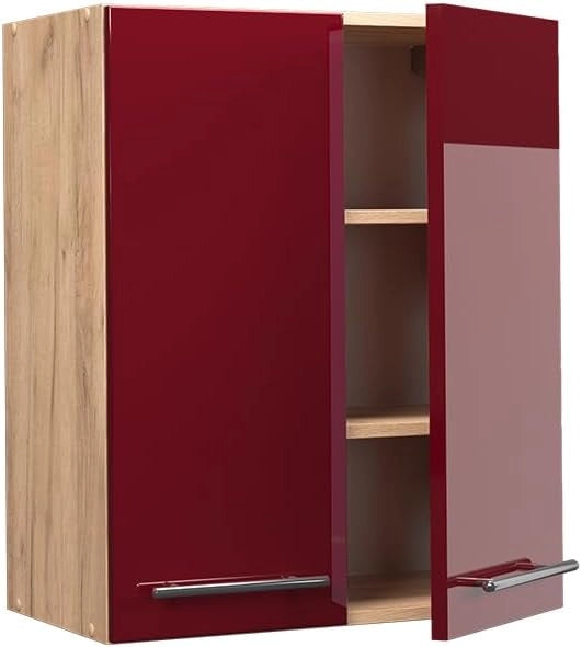 Pensile da cucina Fame-Line, Rosso bordeaux lucido, 60 cm, per la combinazione con altri moduli della serie Fame-Line