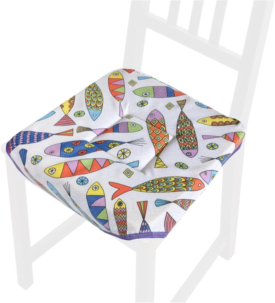 Set 6 Cuscini Sedia Cotone Con Alette Lavabili Morbidi Universali Coprisedia Multicolore Moderno