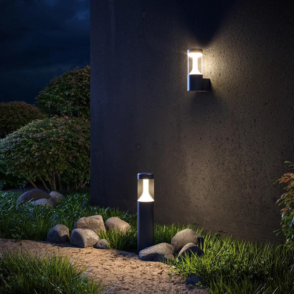 Lampione Per Esterno Moderno Alluminio Nero Luce 8W Ip54